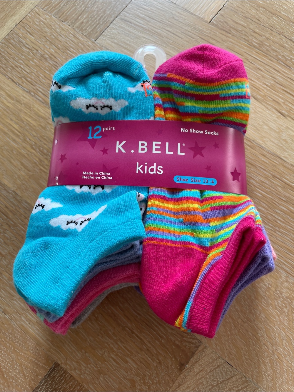 K. Bell no show kids socks shoe size 13-4